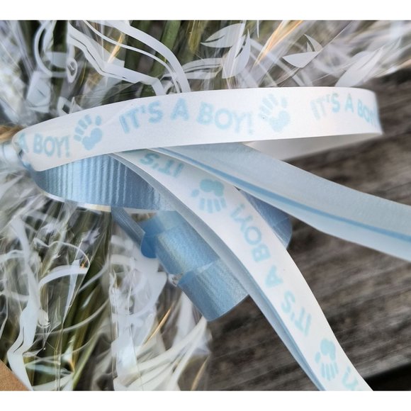 1 Dozen It's A Boy Light Blue and White The Original Wooden Rose Flower Bouquet - Picture 8 of 9